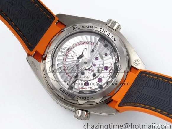 0227 Comfortable Planet Ocean 43.5mm SS VSF 1:1 Best Edition Black Orange Bezel Gray Dial on Nylon Strap A8900 Super Clone V 7730